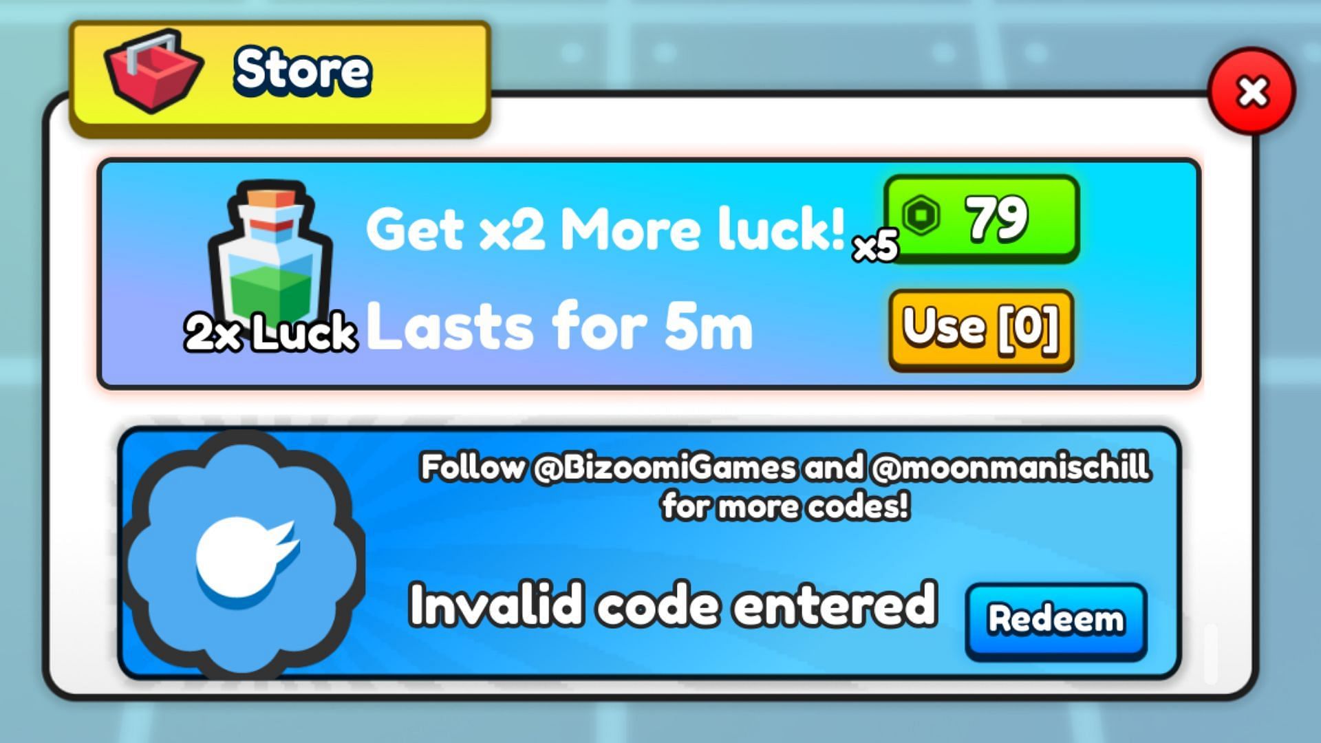 Break Stuff Simulator invalid code issue (Image via Roblox)